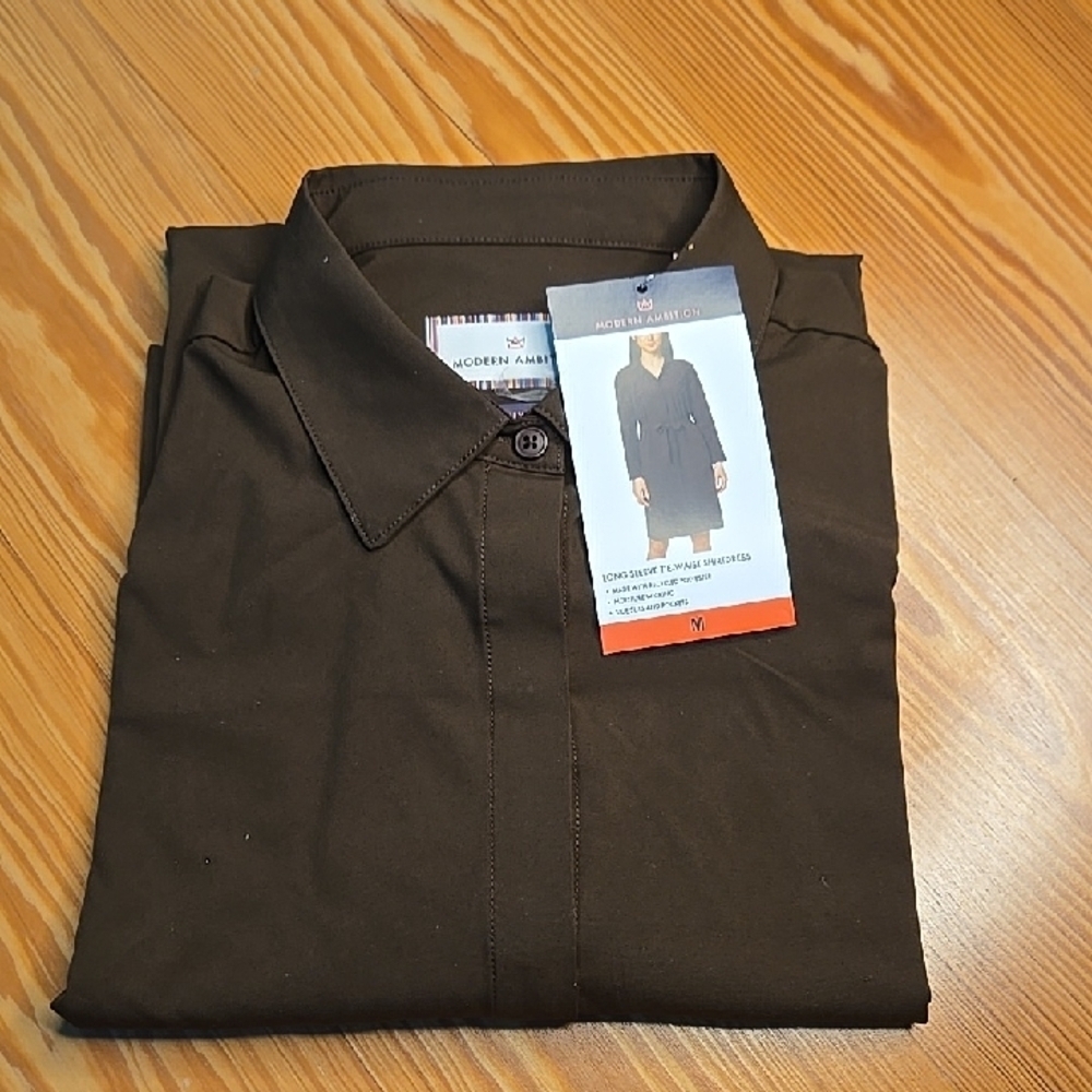 Modern Ambition Long Sleeve Tie-waist Shirtdess Size M